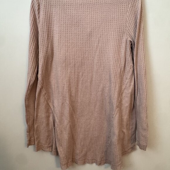 Altar’d State Size Small (S) Women's Taupe Waffle Knit V-Neck Top with Lace Deta - Picture 4 of 4